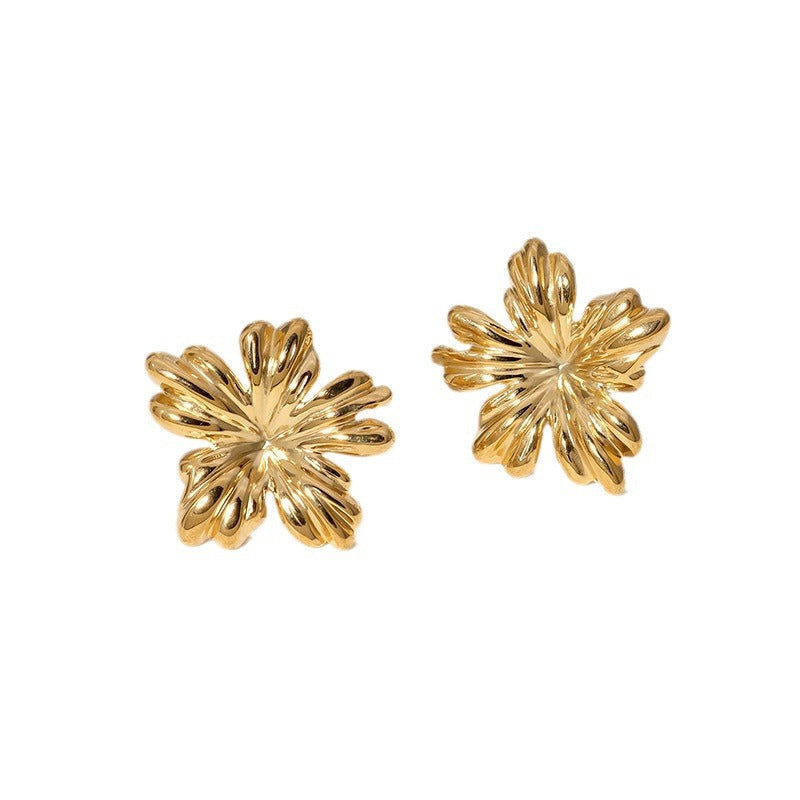 Flower Stainless Steel Sweet Gold-plated High-grade Earrings