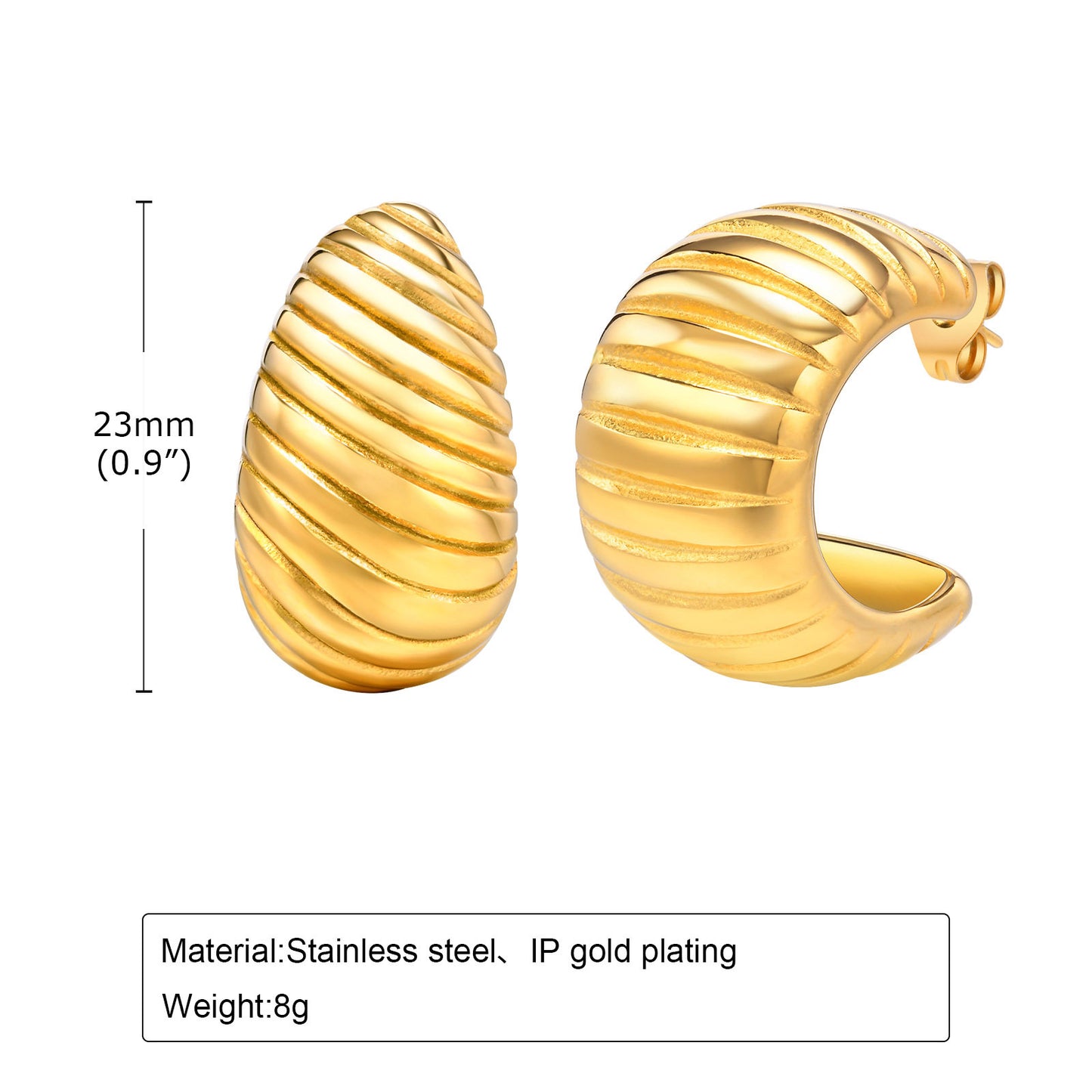 Steel Ear U-shaped Hollow Embossed Irregular Earrings