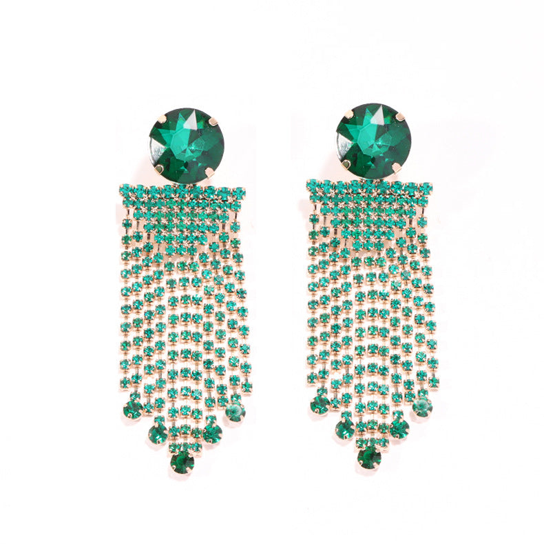 Tassel High-grade Temperament Long Fashion Rhinestone Earrings