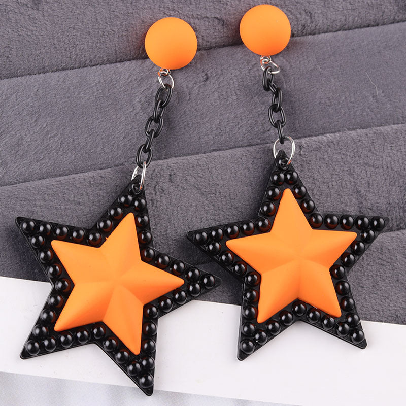 Women's Long Three-dimensional Five-pointed Star Acrylic Party Earrings