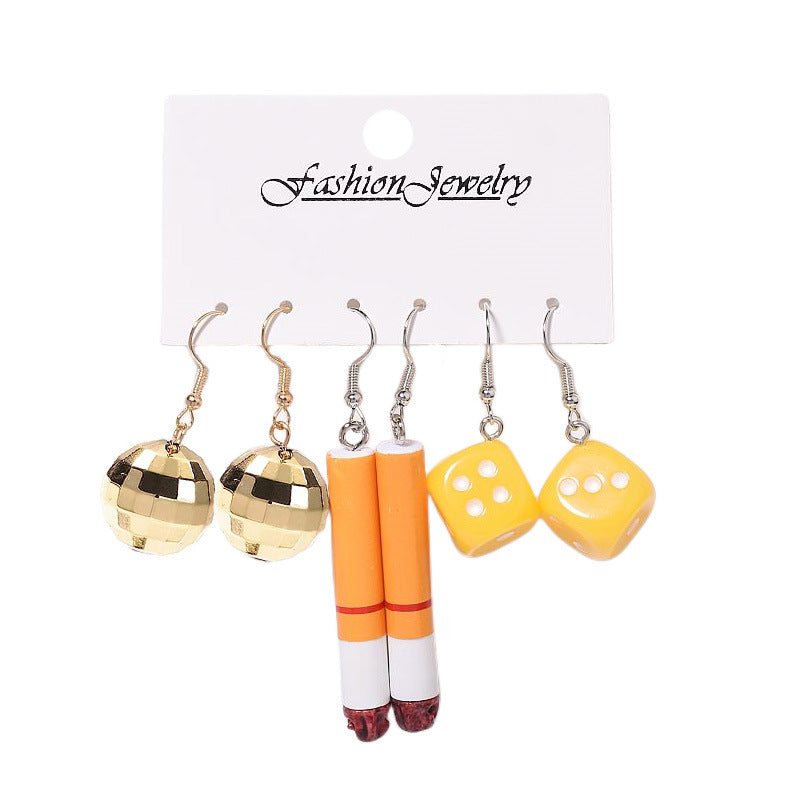 Creative Resin Suit Pairs Of Combination Earrings