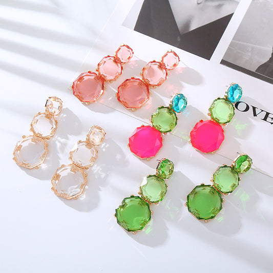 Cold Style Geometric Polygon Resin Transparent Earrings