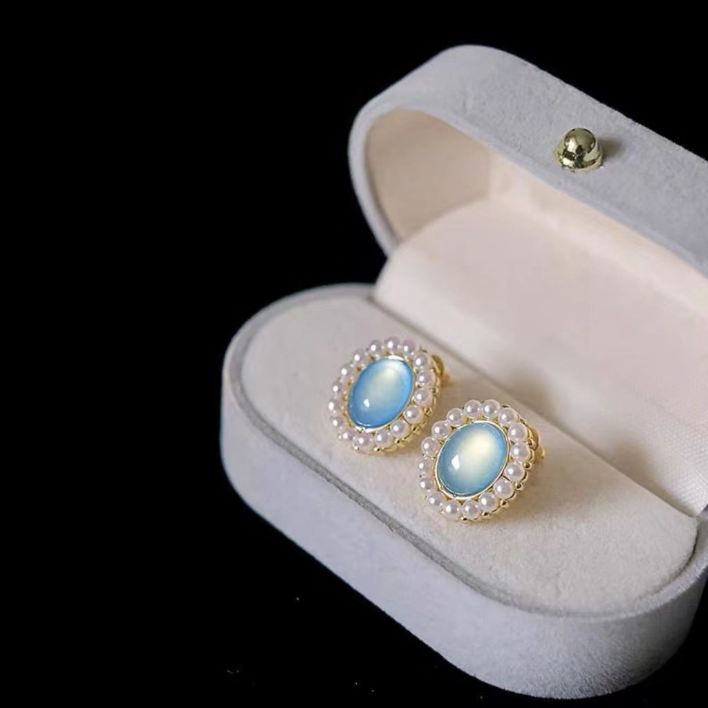 Elegant High-grade Pearl Opal Stone Ear Earrings