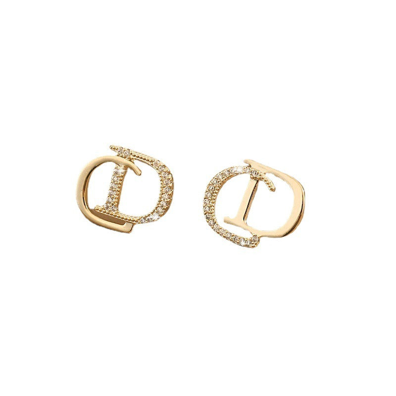 Women's Alphabet Letter Diamond Light Luxury Ear Earrings