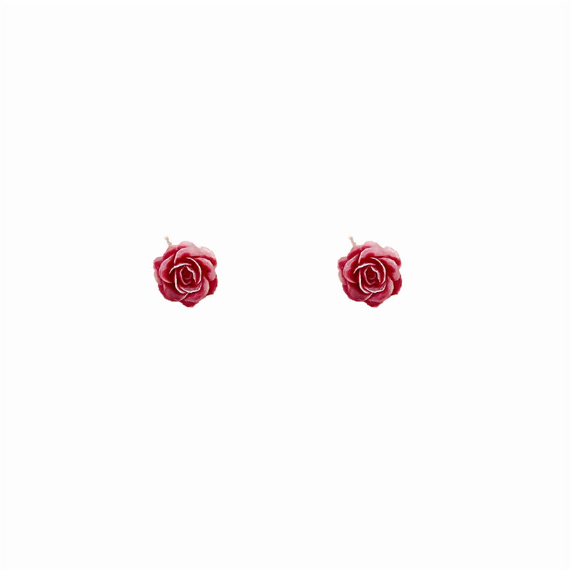 Red Pink Roses Versatile Personality Temperament Earrings