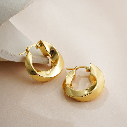 Gold Round Simple Twisted Circular Geometric Rings