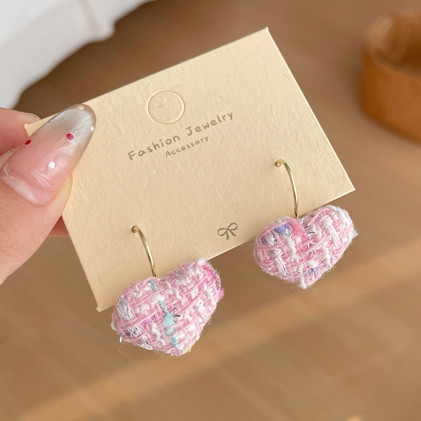 Women's Classic Style Love Fabric For Gentle Design Woven Earrings