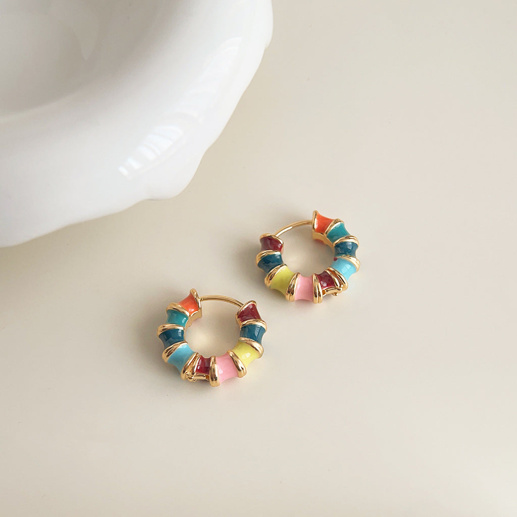 Women's Enamel Glaze Flowers Fresh Sweet Design Sense Earrings