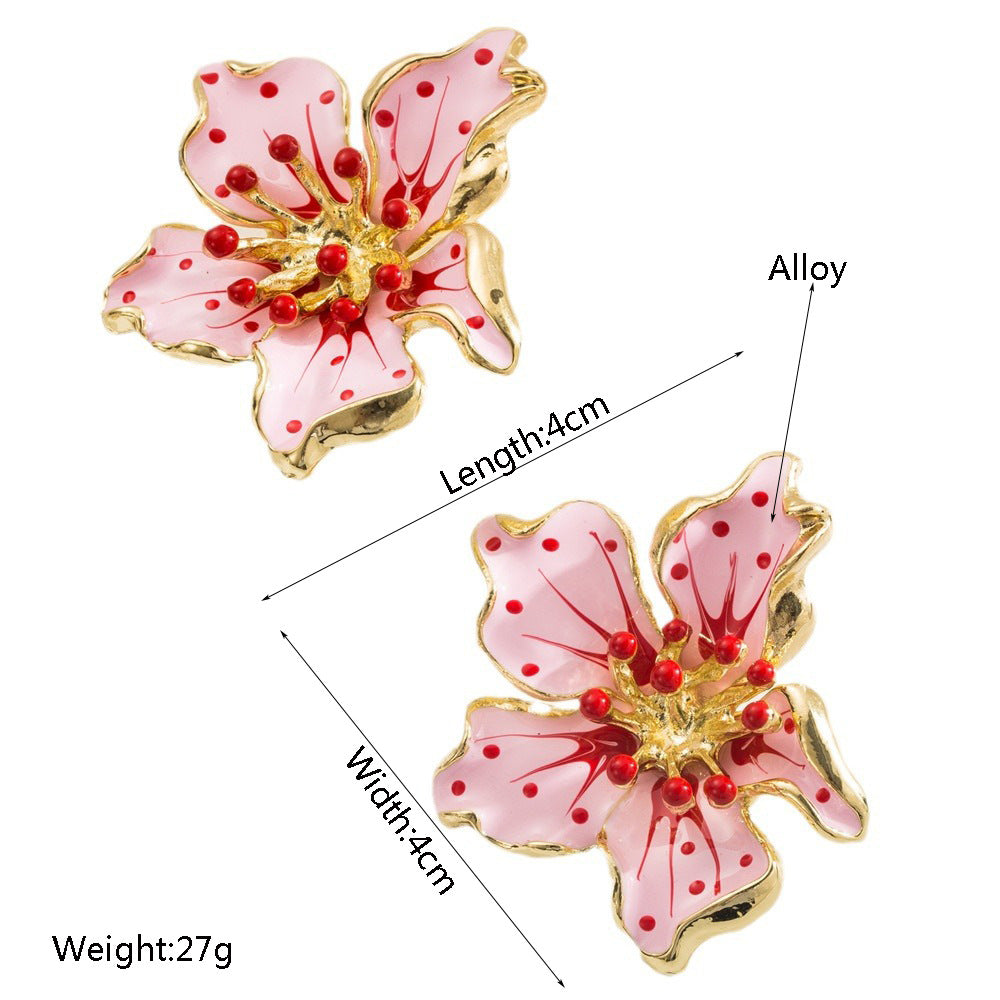 Flower Sier Needle High Sense Enamel Rings