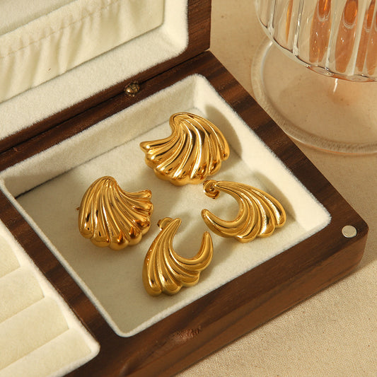 Shell Stainless Steel Female Gold Design Earrings