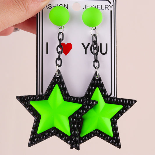 Women's Long Three-dimensional Five-pointed Star Acrylic Party Earrings