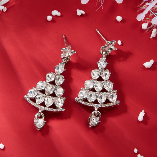 Women's Sier Needle Christmas Tree Versatile Elegant Earrings