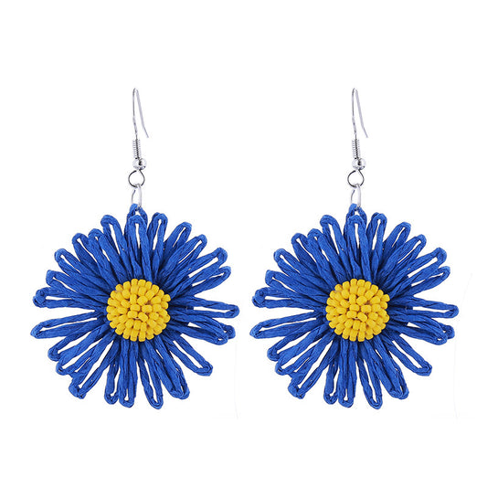 Handmade Daisy Flower Ear Hook Bohemian Vacation Earrings