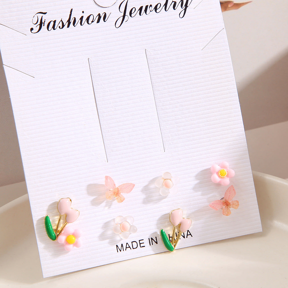 Fruit Butterfly Flower Set Creative Small Jewelry Earrings