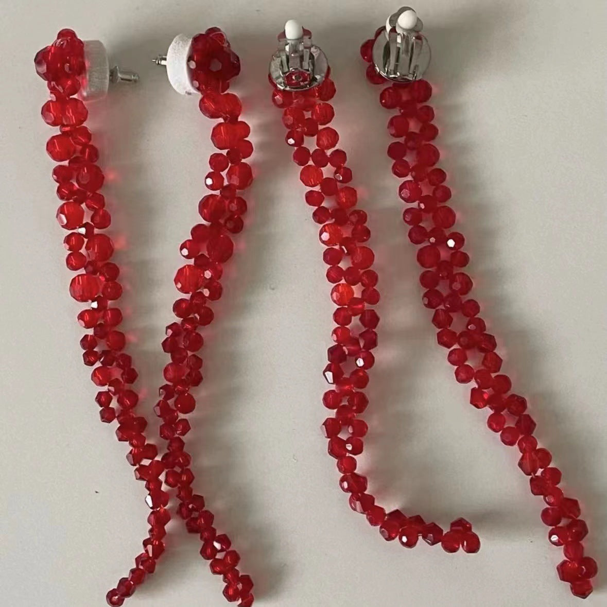 Solid Color Pomegranate Red Crystal Fish Earrings