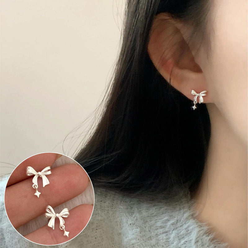 Women's Sweet Bow Tassel Ear Bone Clip Simple Fashionable Earrings