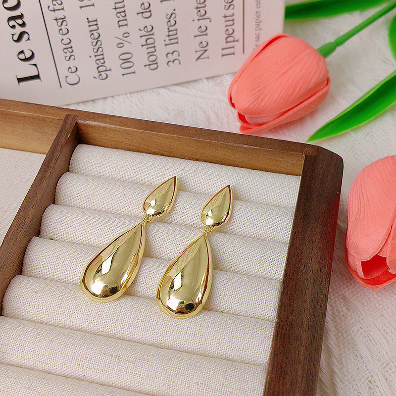 Luxury Minority Glossy Water Drop Minimalist High Earrings