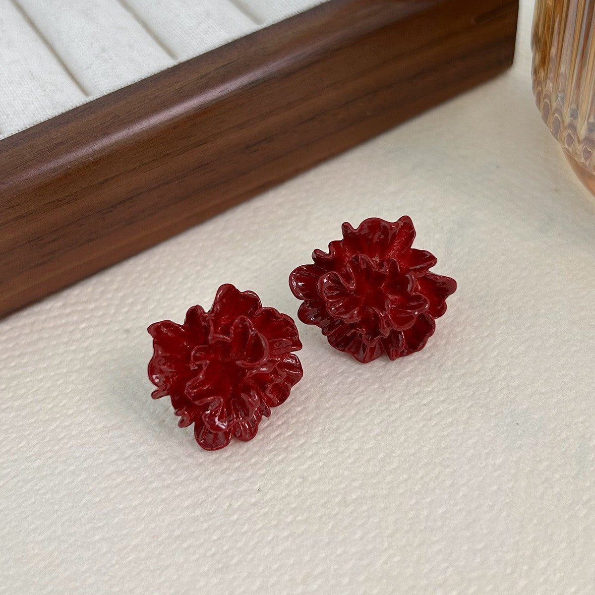 Red Dripping Oil Love Heart Minority Fashion Temperament Earrings