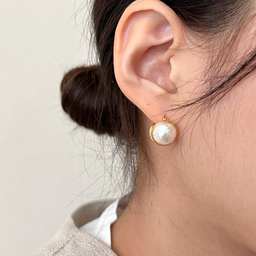 Women's Korean Style Sterling Sier Pearl Ear Clip Earrings