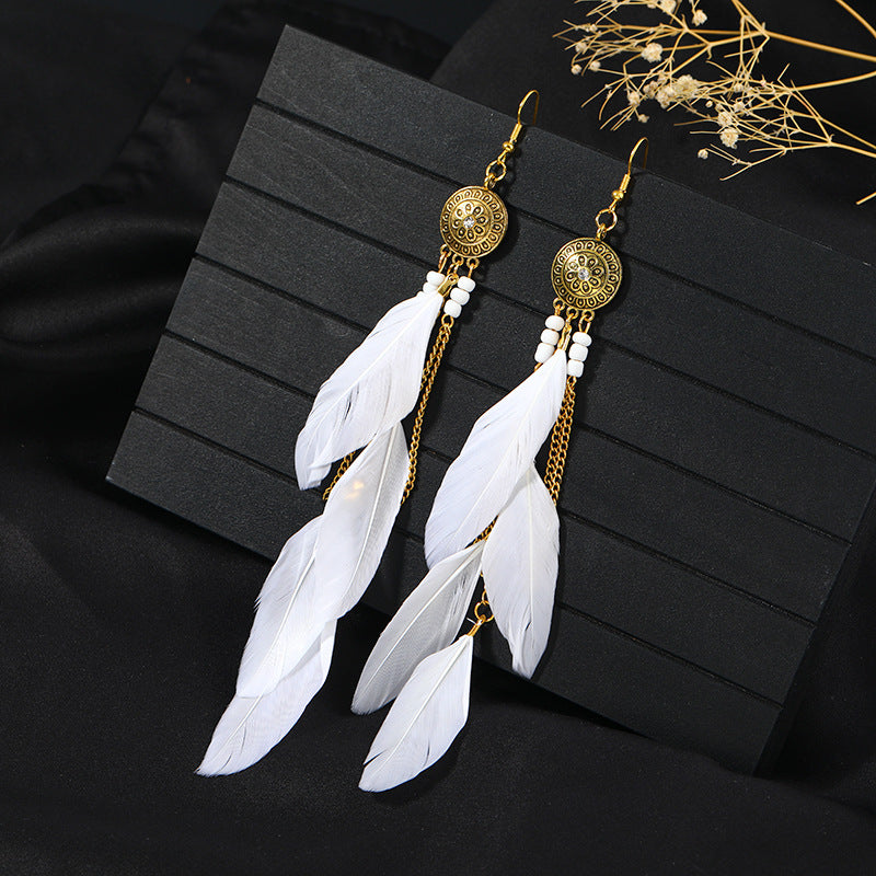 Women's Niche Personality Bohemian Blue Long Yunnan Earrings