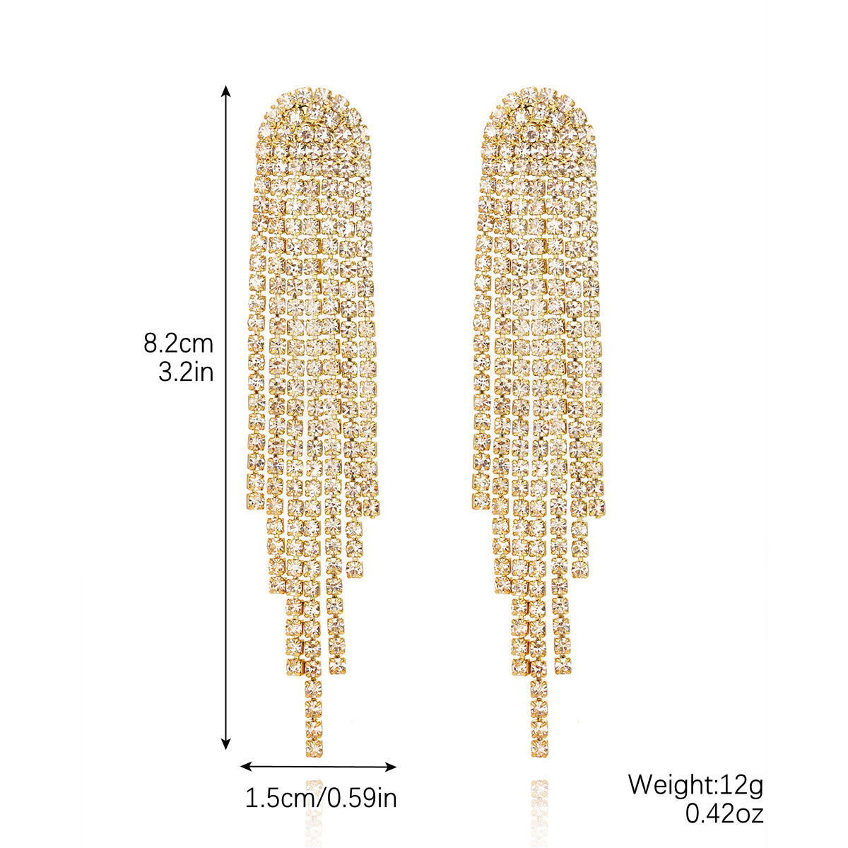 Tassel Long High Profile Zircon Rhinestone Earrings