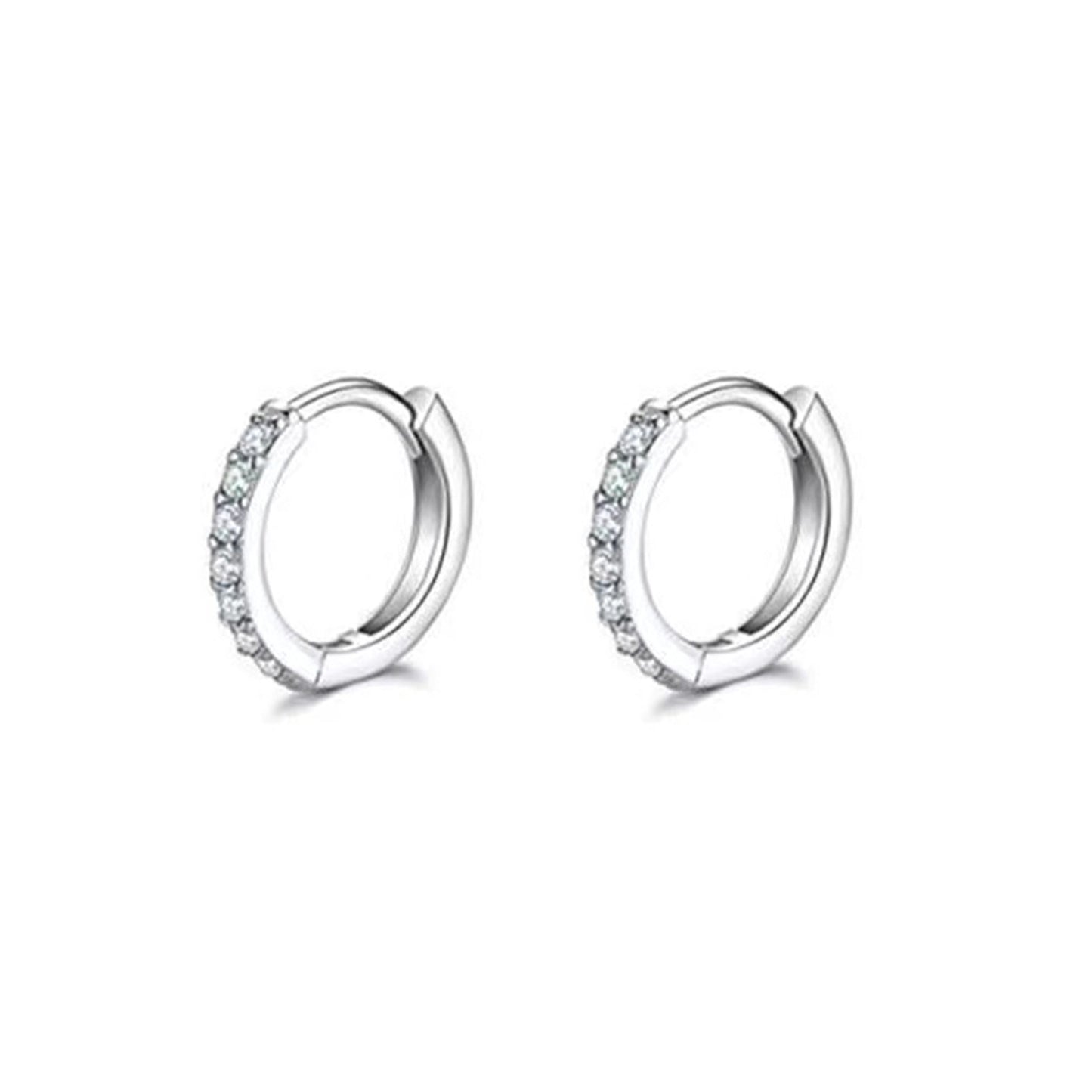 Sterling Sier Korean Style Single-row Diamond Earrings