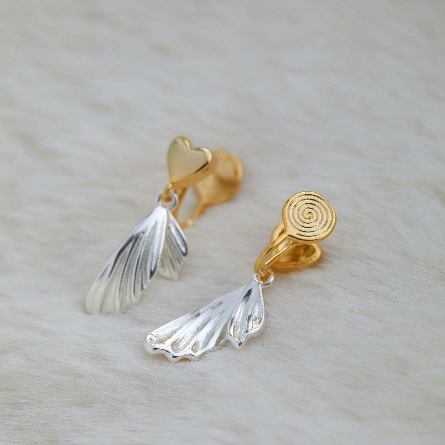 Gold Sier Contrast Color Lovely Fishtail Earrings