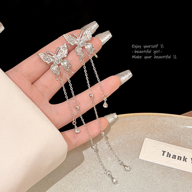 Korean Style Rhinestone Exquisite Tassel High Earrings