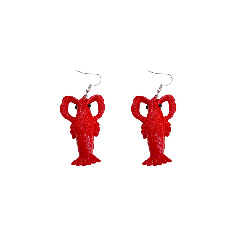 Women's Cute Alternative Hamburger Pizza Crayfish Personality Earrings