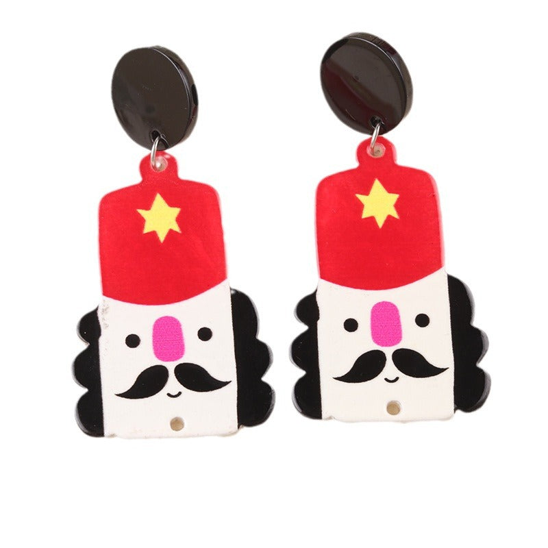 Women's Snowman Acrylic Ear Cartoon Tree Hat Earrings