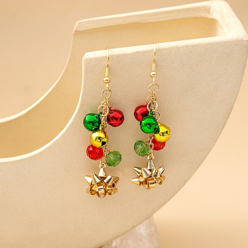 Red Green Snowflake Flower Creative Simple Earrings