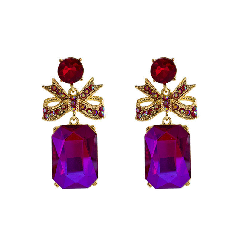 Women's Crystal Bow Simple Temperamental Rhinestone High-grade Earrings