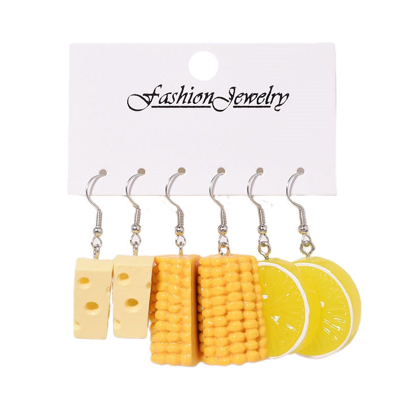 Creative Resin Suit Pairs Of Combination Earrings