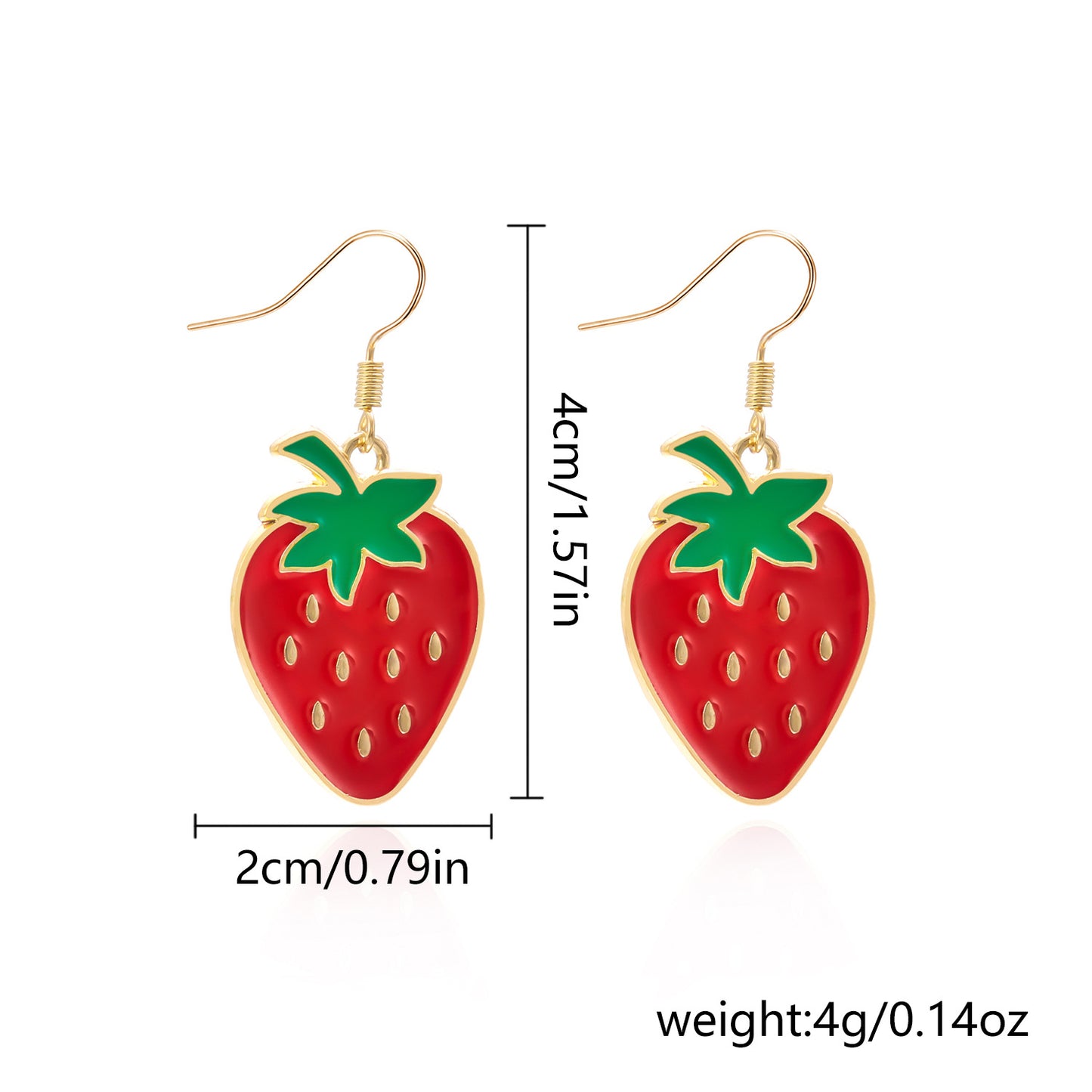 Sweet Style Cute Strawberry Ear Diamond Earrings