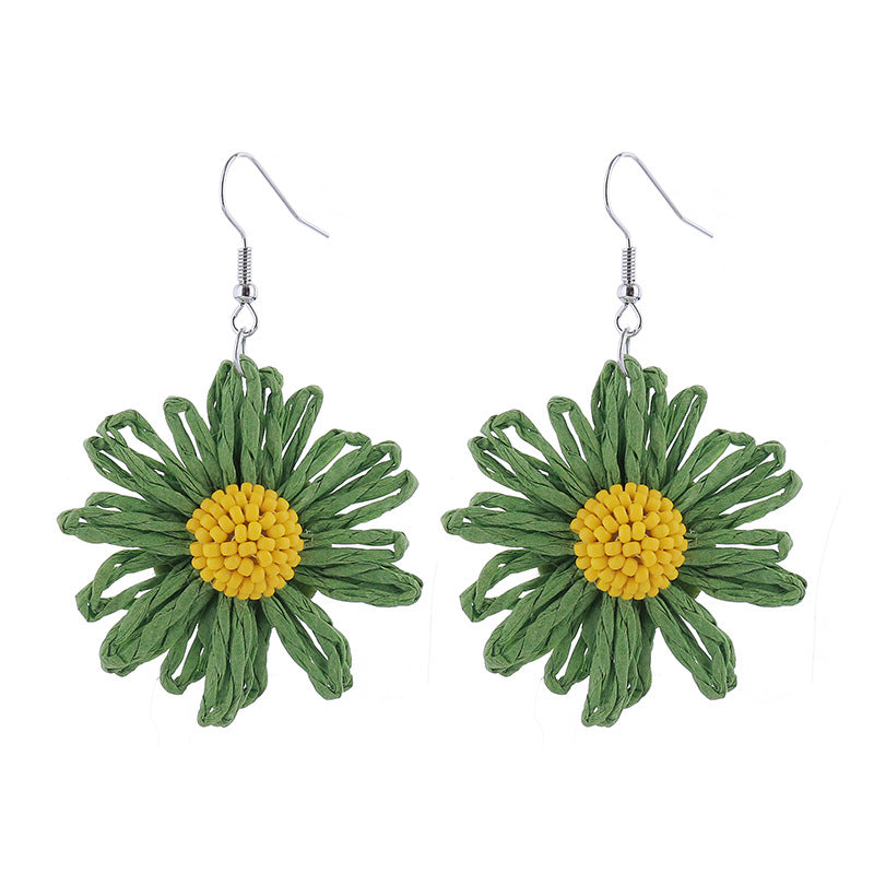 Handmade Daisy Flower Ear Hook Bohemian Vacation Earrings