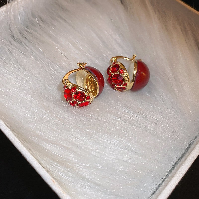 Red Dripping Oil Love Heart Minority Fashion Temperament Earrings