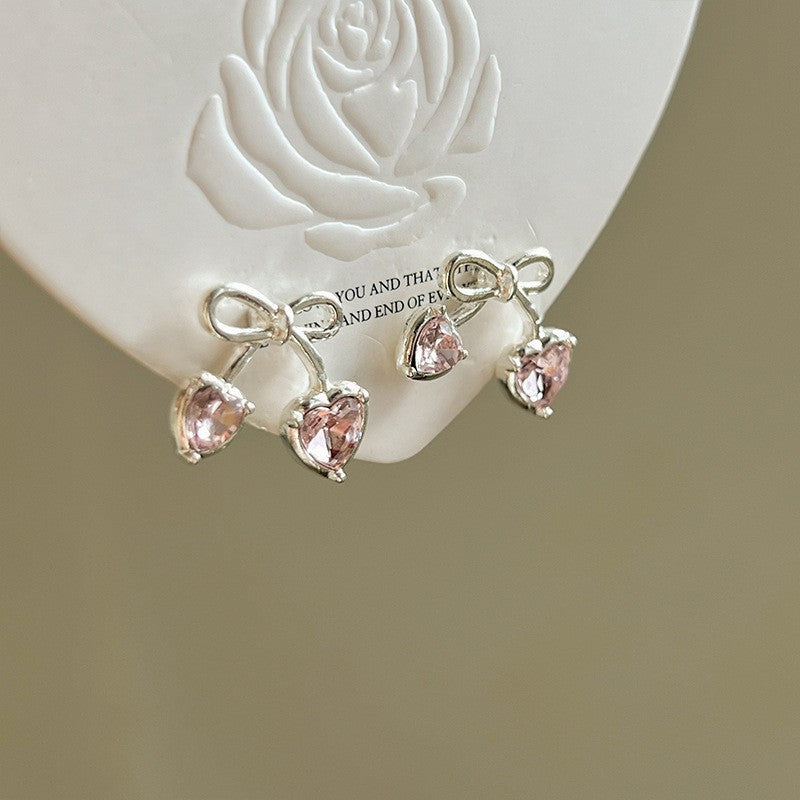 Pink Zircon Ear Female Niche High-grade Earrings