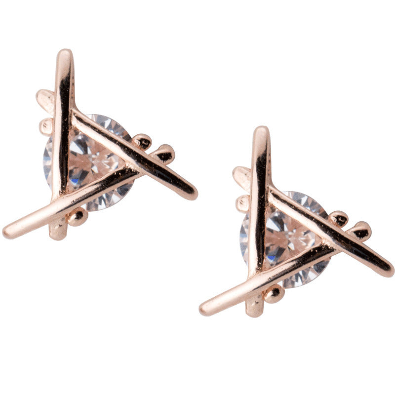 Women's Simple Single Diamond Triangle Current Geometry Earrings