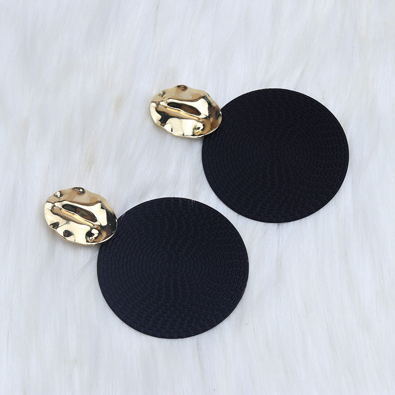 Women's Style Diameter Big Round Slice Spray Paint Exaggerated Popular Earrings