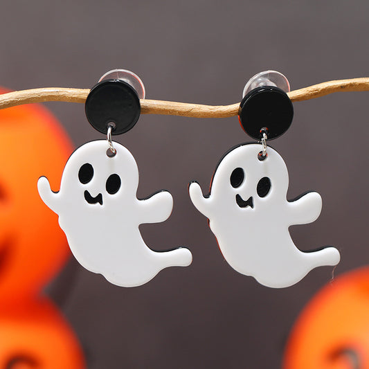 Little Ghost Acrylic Skull Head Alien Earrings