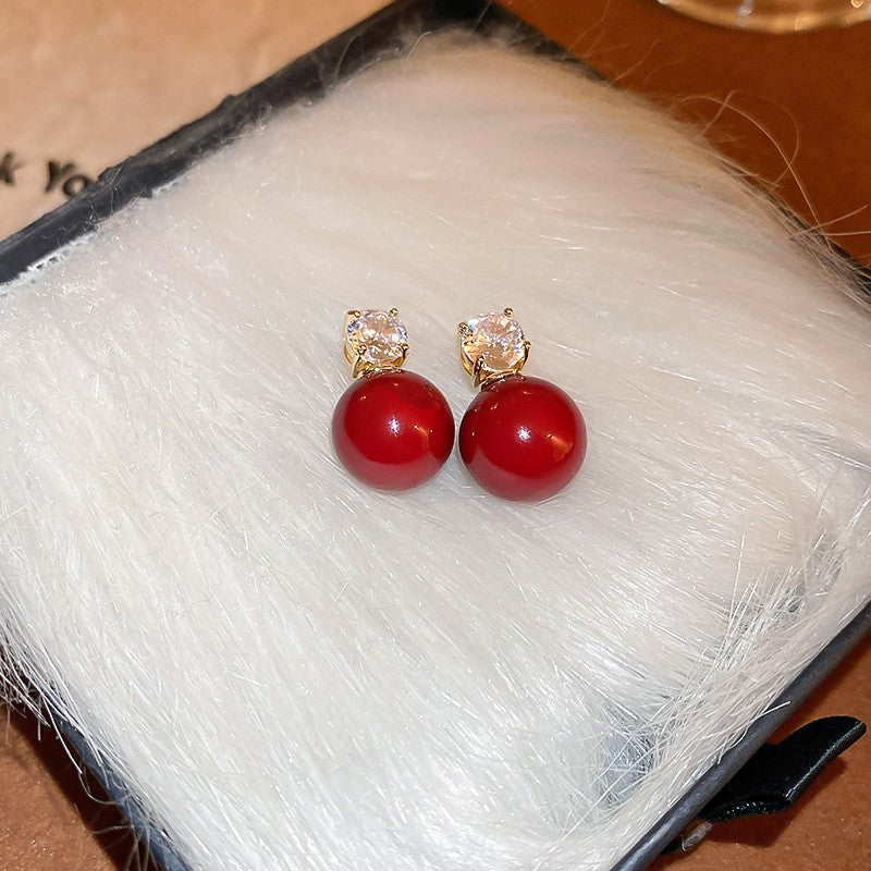 Red Dripping Oil Love Heart Minority Fashion Temperament Earrings