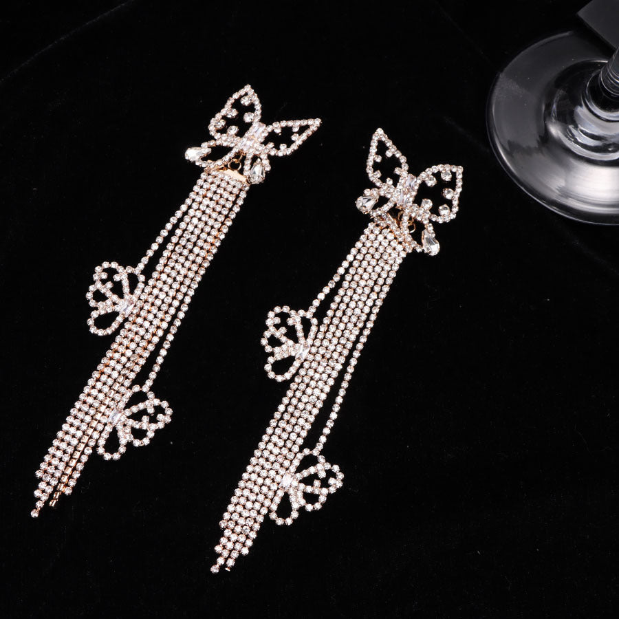 Tassel High-grade Temperament Long Fashion Rhinestone Earrings