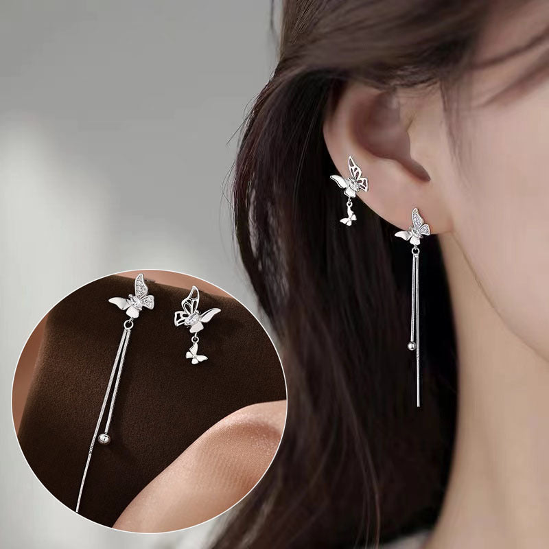 Women's Sweet Bow Tassel Ear Bone Clip Simple Fashionable Earrings