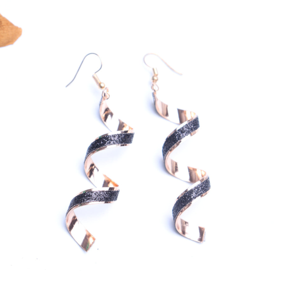 Geometric Spiral Personalized Long Frosted Jewelry Earrings