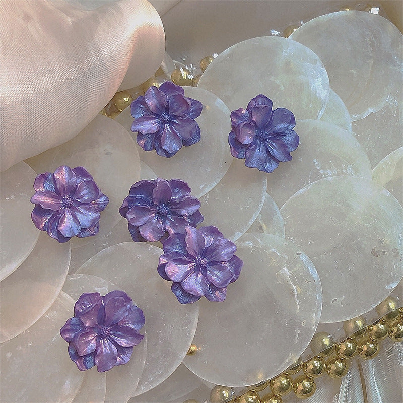 Women's Purple Flower Cute Refreshing Elegance Retro Style French Ear Earrings