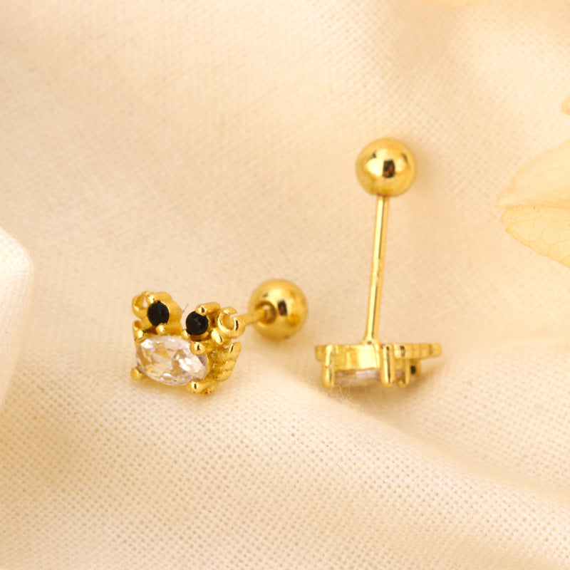 Crab Diamond Screw Tightening Buckle Ear Earrings