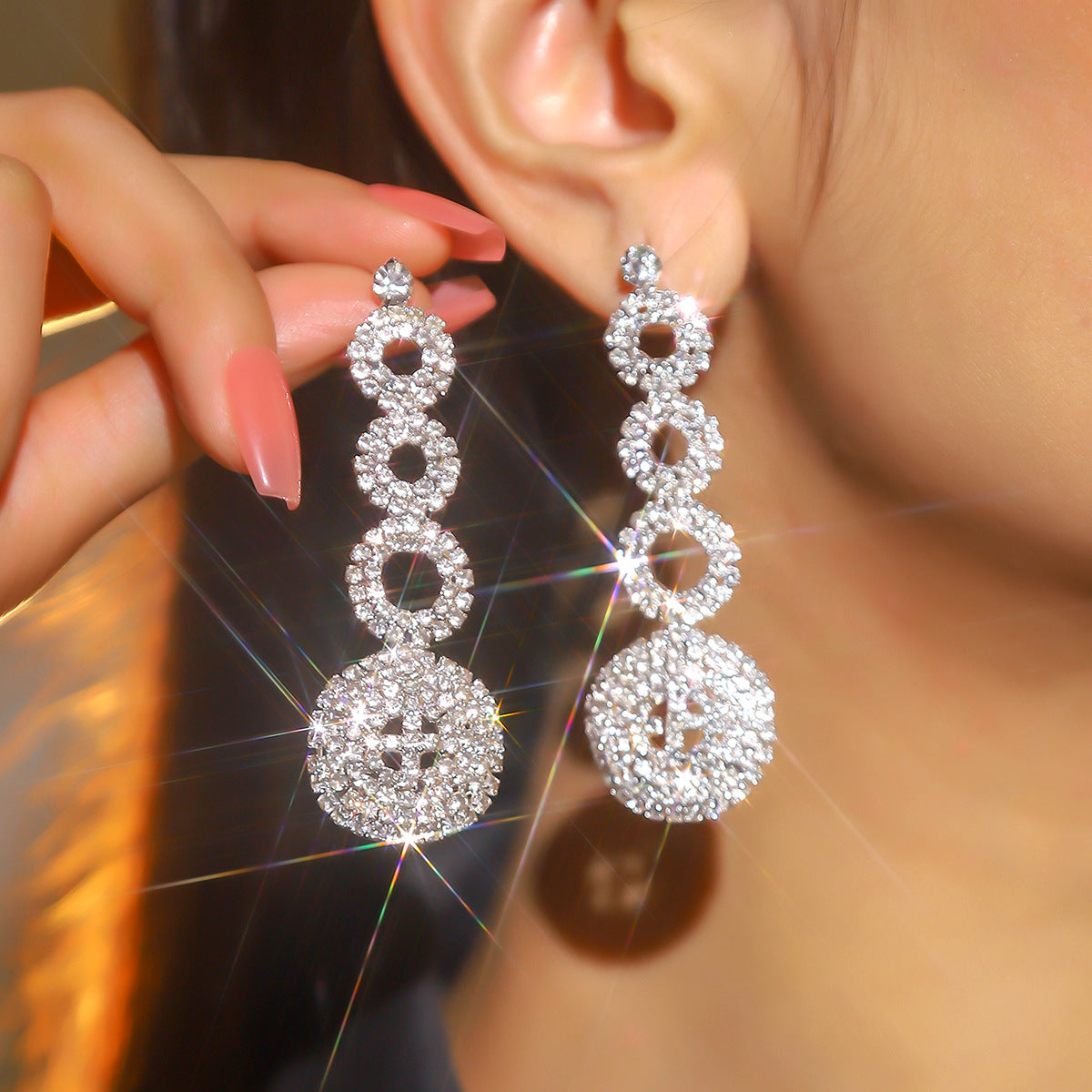 Women's Options White Diamond Luxury Temperament Long For Fashion Earrings