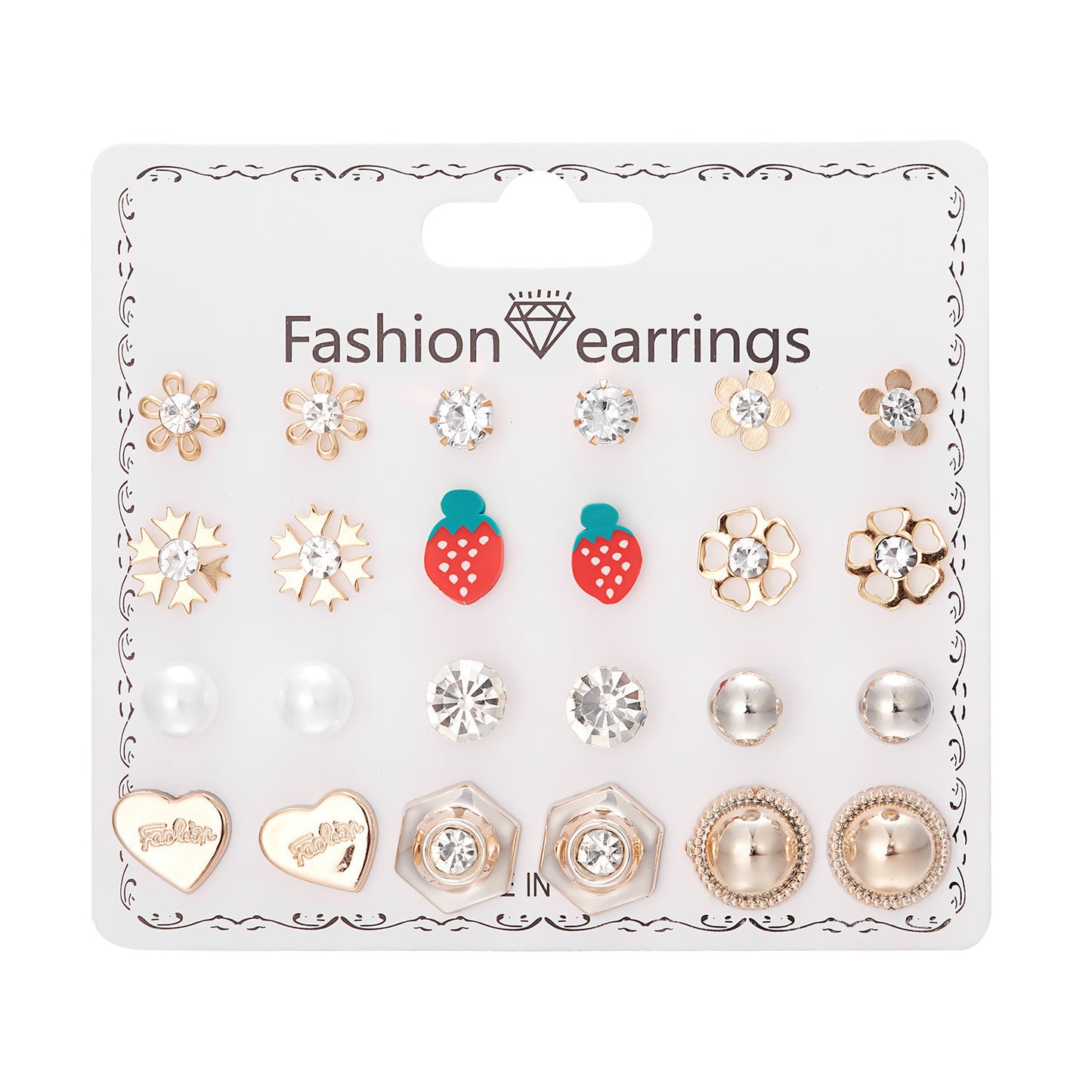 December Combination Paper Card Ear Flower Earrings