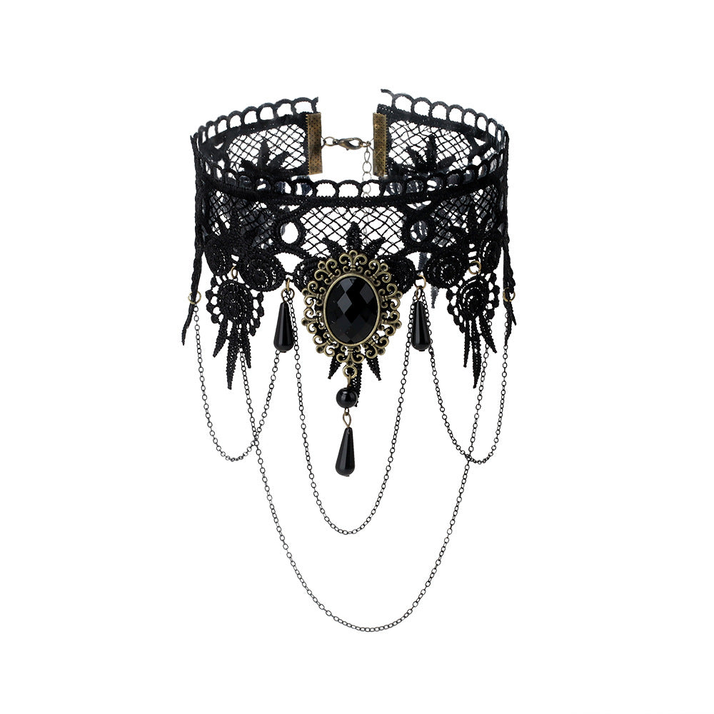 Accessories Halloween Tassel Lace Collar Gothic Necklaces