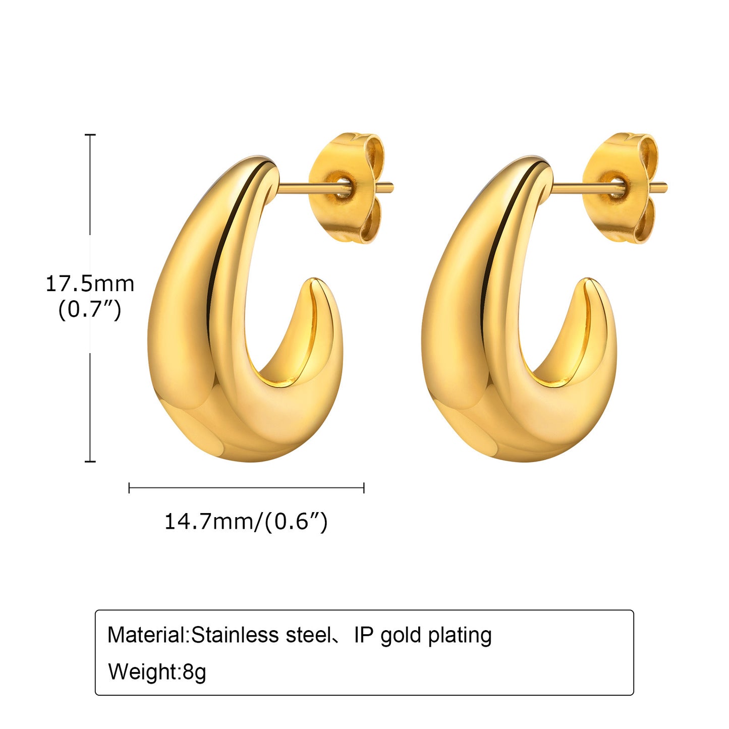 Steel Ear U-shaped Hollow Embossed Irregular Earrings